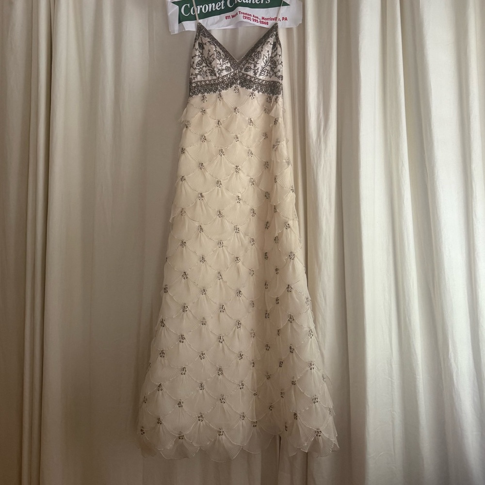 Sue Wong Cream and Black Embellished Dress
